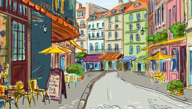 對(duì)老鎮(zhèn)的插圖圖片