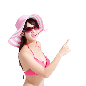 快乐的女孩穿比基