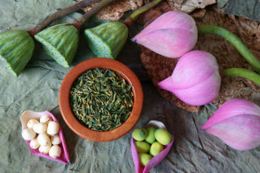 集合蓮花、 種子、 茶葉、 健康食