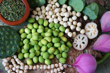 集合蓮花、 種子、 茶葉、 健康食