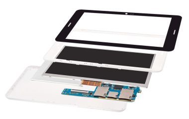 在白色背景上孤立的拆卸的板图片