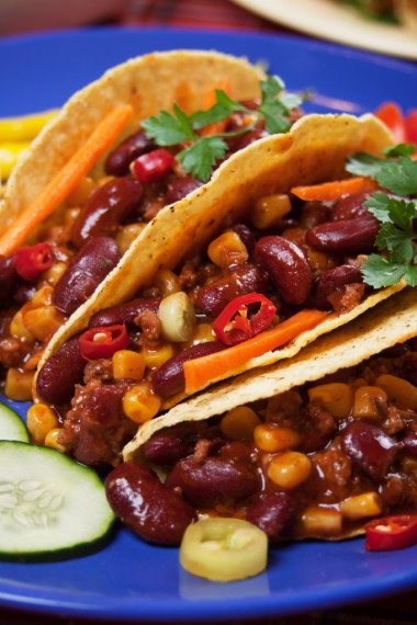 taco shell 中的辣子玉米煎