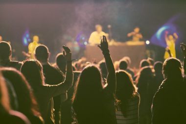 Crowd at concert -- vintage style photo