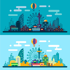 黑夜和白天城市景观照片