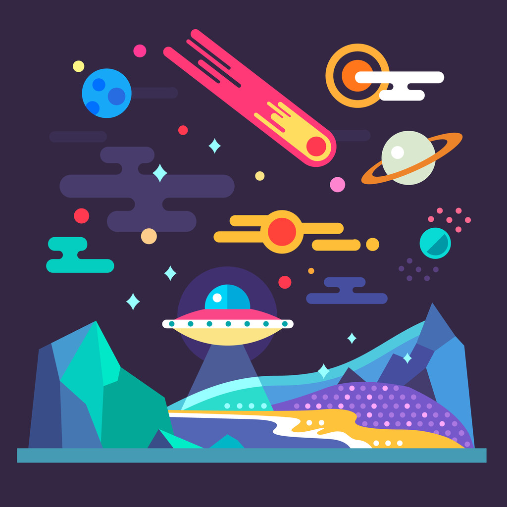 空间景观。太阳能系统。救济的星球