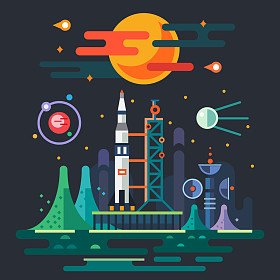 火箭发射空间景