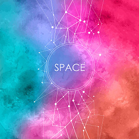 抽象矢量水彩图和连接点，空间背景与星座