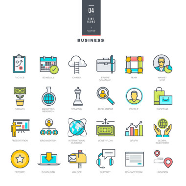 一套為業(yè)務(wù)線現(xiàn)代顏色圖標(biāo)