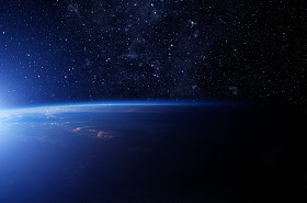 行星地球从空间。由美国国家航空航天局提供的这张图片的一些元素