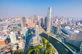 天津天际线在下午的鸟瞰图图片