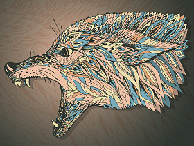 图案的狼的头上。部落民族的图腾，纹身设计