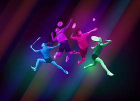 羽毛球运动员体育海报