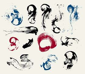 矢量美丽手工制作黑色描边背景画的画笔-股票图