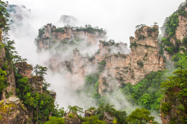 Hazy steep mountain peaks -- Zhangjiajie National Park, China