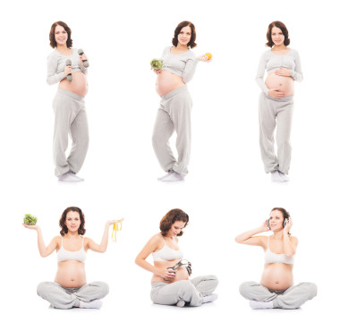 拼貼的年輕和懷孕的女人圖片