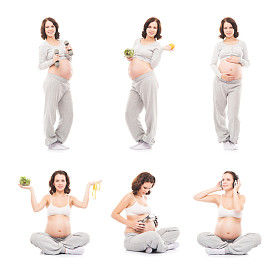 拼贴的年轻和怀孕的女人图片