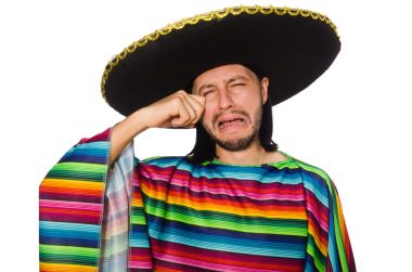 英俊的男人,在生动的雨披上白色孤立 英俊的男人,在生动的雨披上白色孤立