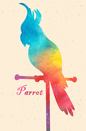 水彩的五彩鸟。水彩绘画
