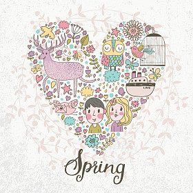 与卡通心浪漫卡