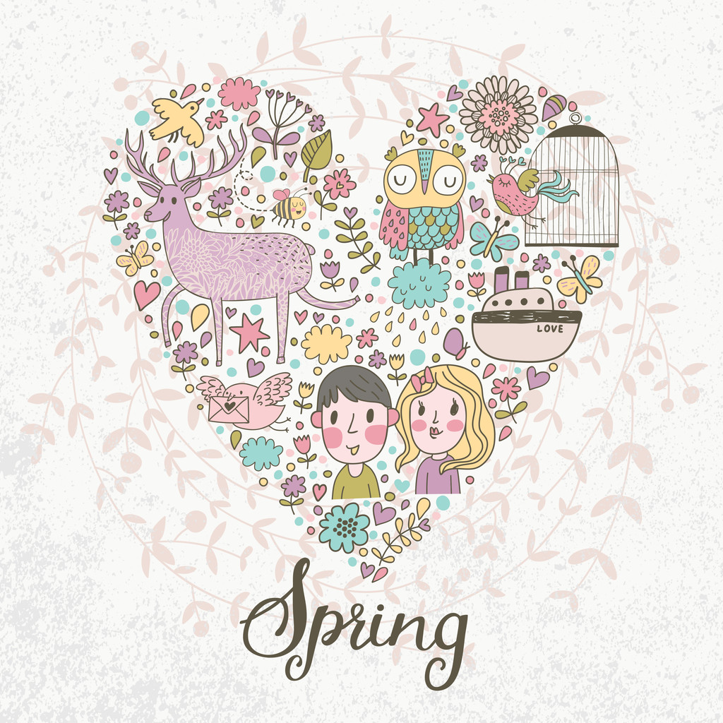 与卡通心浪漫卡