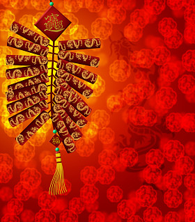 背景模糊的中国新的一年龙爆竹