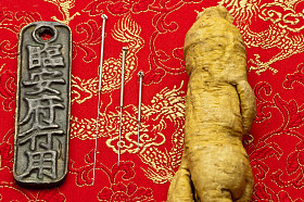 针灸针和人参图片