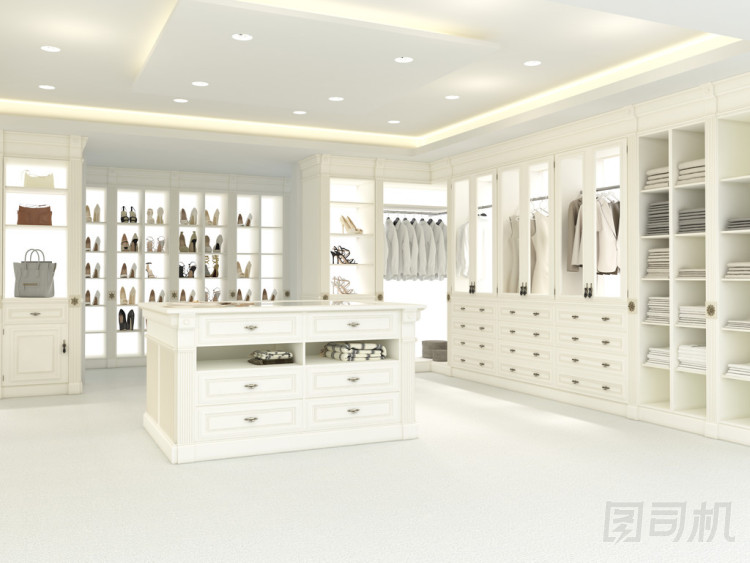 大的白色衣柜。3d 渲染