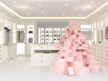 大的白色衣柜。3d 渲染