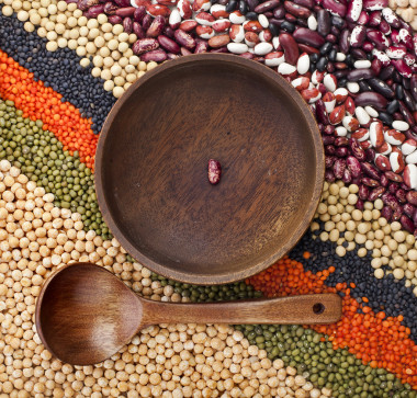 七彩條紋的行的豆照片