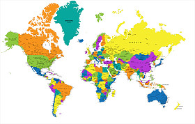 多彩世界政治地图