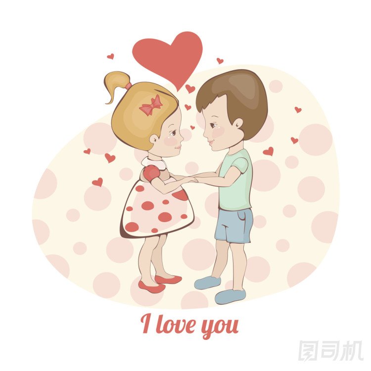 夫婦在心中的愛情。男孩和女孩手牽手