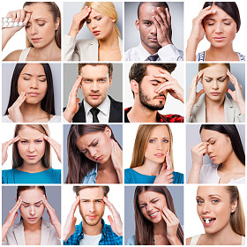 拼贴的人遭受不同的痛苦