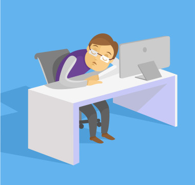 沉睡的商人。矢量平面插畫