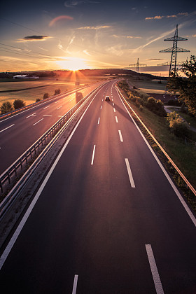 德国高速公路日落