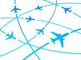 3d 飞机路线，白色背景