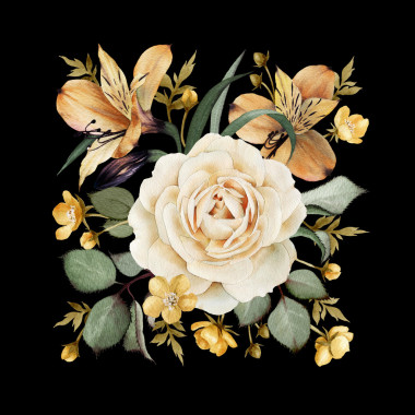 贺卡配玫瑰水彩可作为请柬使用