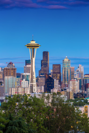 在黃昏時分的西雅圖天際線