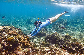 掩码浮潜的女人图片