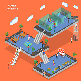 移动购物平等距向量概念.图片