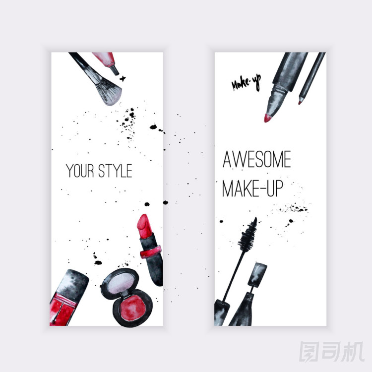 矢量水彩迷人的彌補(bǔ)的唇膏和指甲油橫幅設(shè)置?？?，web 設(shè)計(jì)背景，書的封面的創(chuàng)意設(shè)計(jì)。Eps10