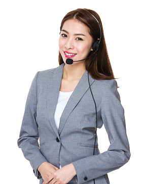 耳机的客户服务代表图片