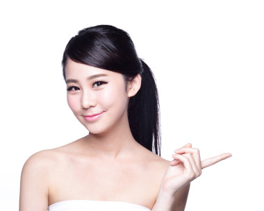 顯示的東西的女人