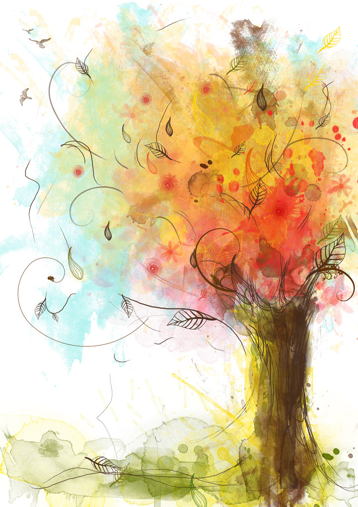 抽象，色彩艳丽水彩照片