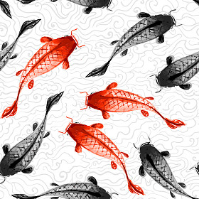 红色和黑色的锦鲤图片