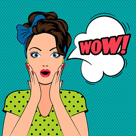 波普艺术女人得张大了嘴巴