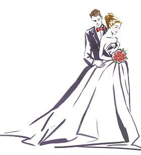 新婚夫妇拥抱。新娘和新郎的剪影。婚礼的邀请。婚礼卡。婚礼背景。爱的情侣
