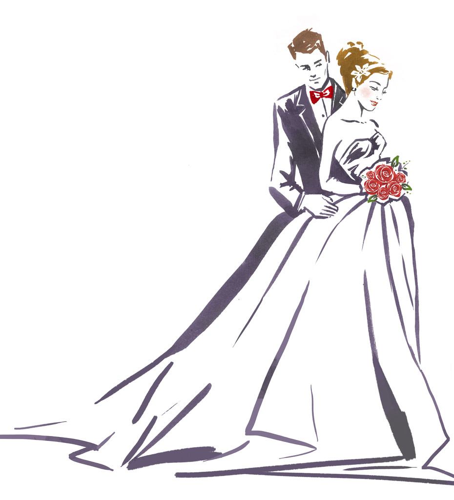 新婚夫妇拥抱。新娘和新郎的剪影。婚礼的邀请。婚礼卡。婚礼背景。爱的情侣