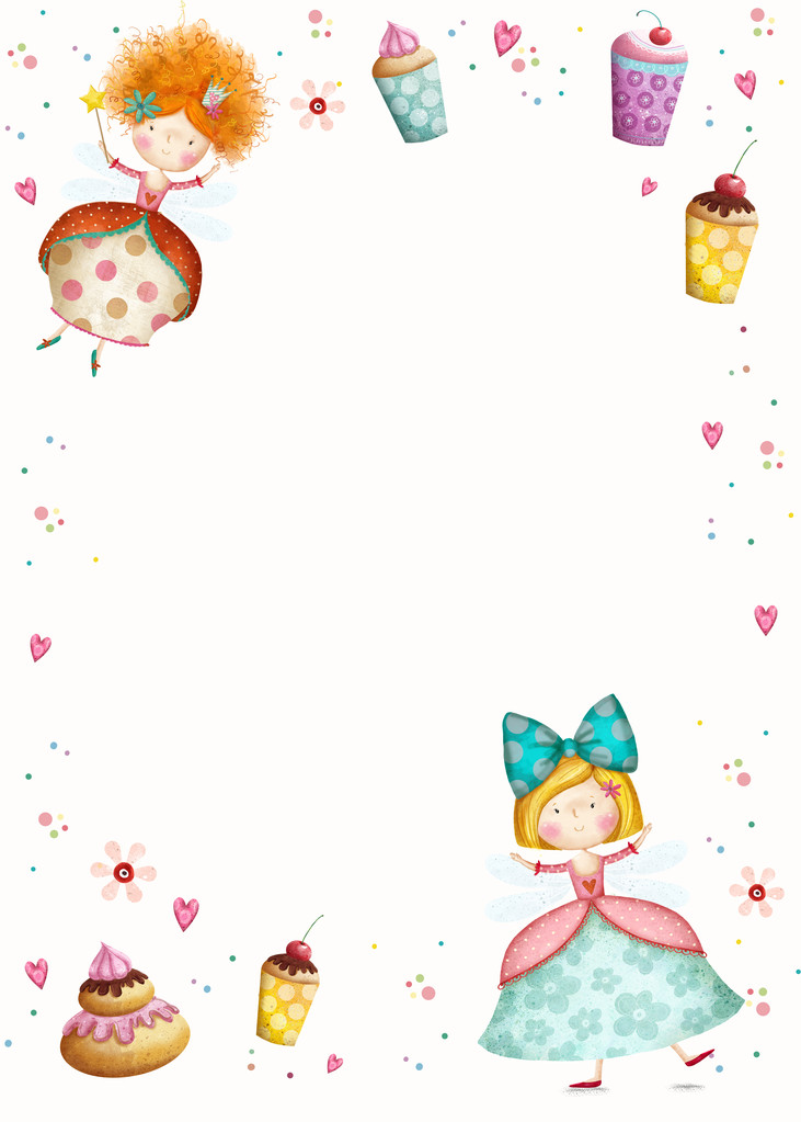 快乐的生日 Invitation.Party 邀请。可爱的小公主们用纸杯蛋糕花,心。在甜颜色的幼稚卡。小公主 快乐的生日 Invitation.Party 邀请。可爱的小公主们用纸杯蛋糕花,心。在甜颜色的幼稚卡。小公主