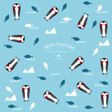 與企鵝的圣誕背景