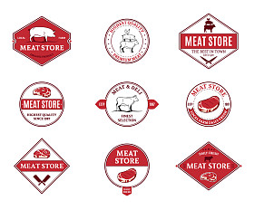 肉店标签和设计元素图片